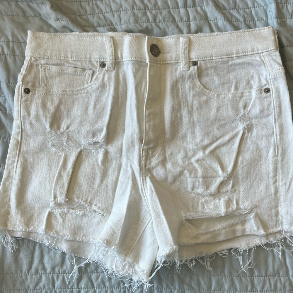 White Express High Rise Jean Shorts